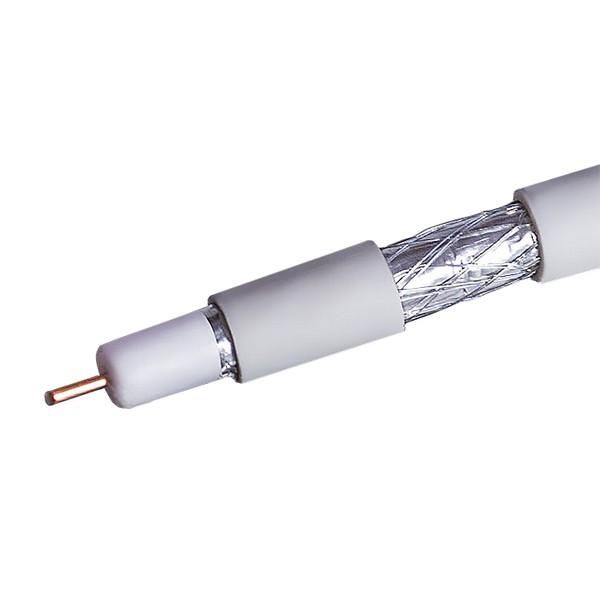 Кабель RG-6 CCS 1.02 (21%)/FPE/Al-Pet-Al Foil Unbonded/Al 64х0.12/PVC RW бел. (уп. 100м) N