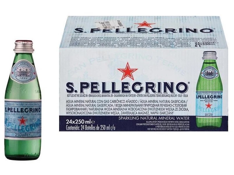 Вода минеральная San Pellegrino (Сан Пеллегрино) 24 шт. по 0.25 л, газированная, стекло