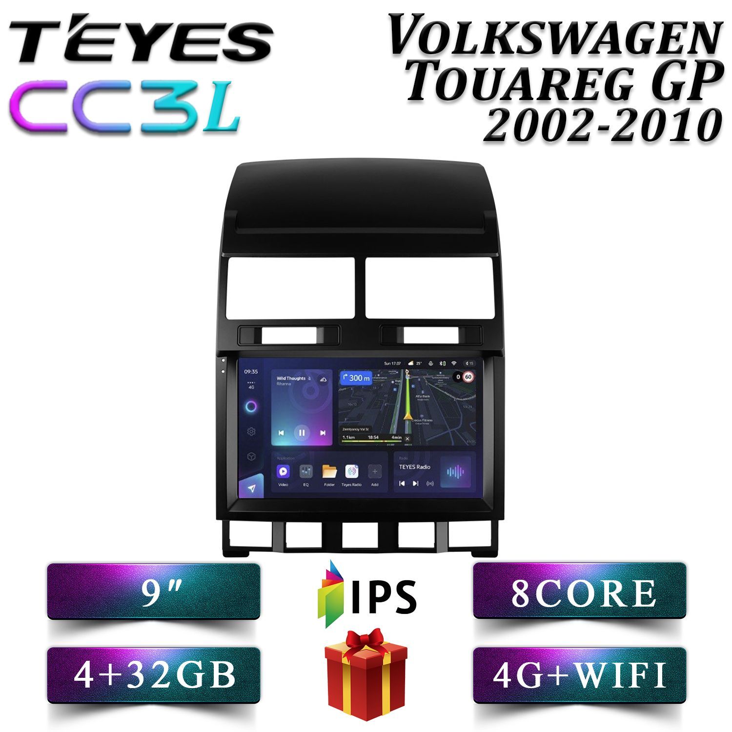 

Штатная автомагнитола Teyes CC3L/ 4+32GB/ 4G/ Volkswagen Touareg GP/ Туарег ГП android, CC3L 4+32