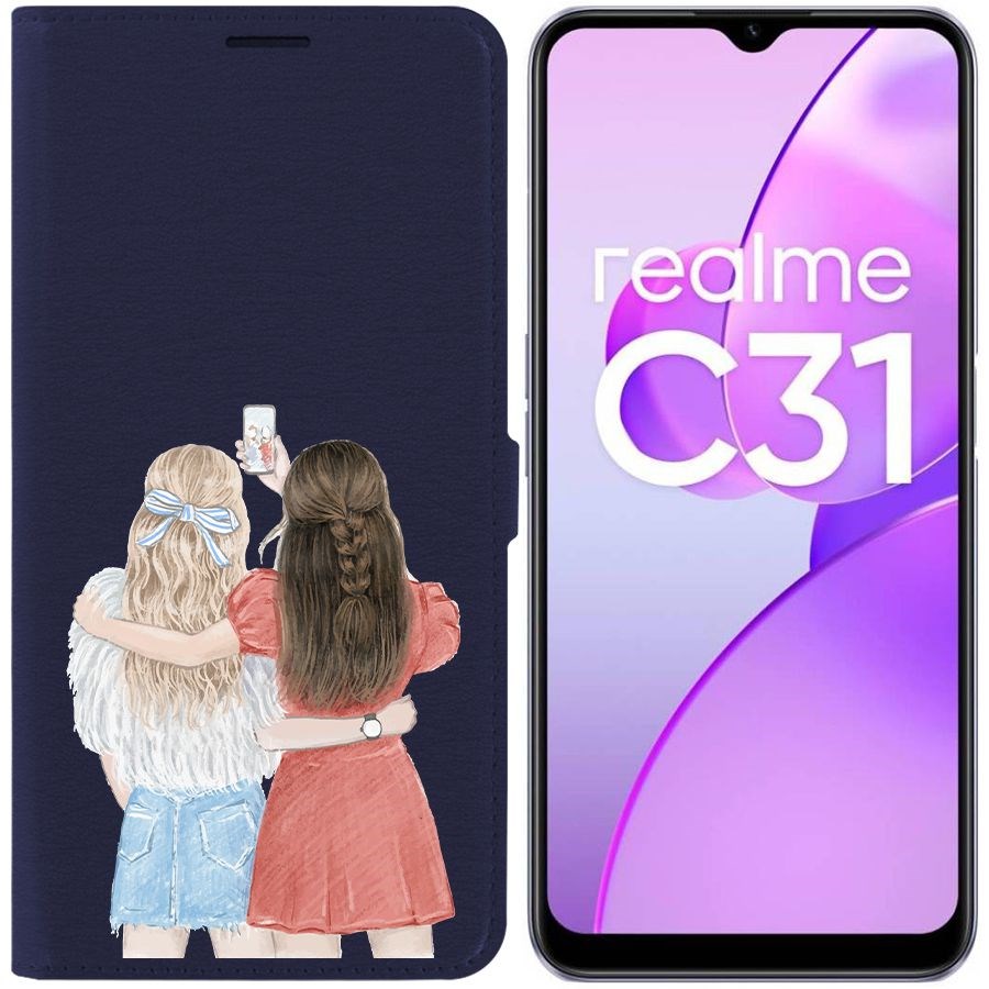 

Чехол-книжка Eco Book для Realme C31 Лучшие подруги, Синий