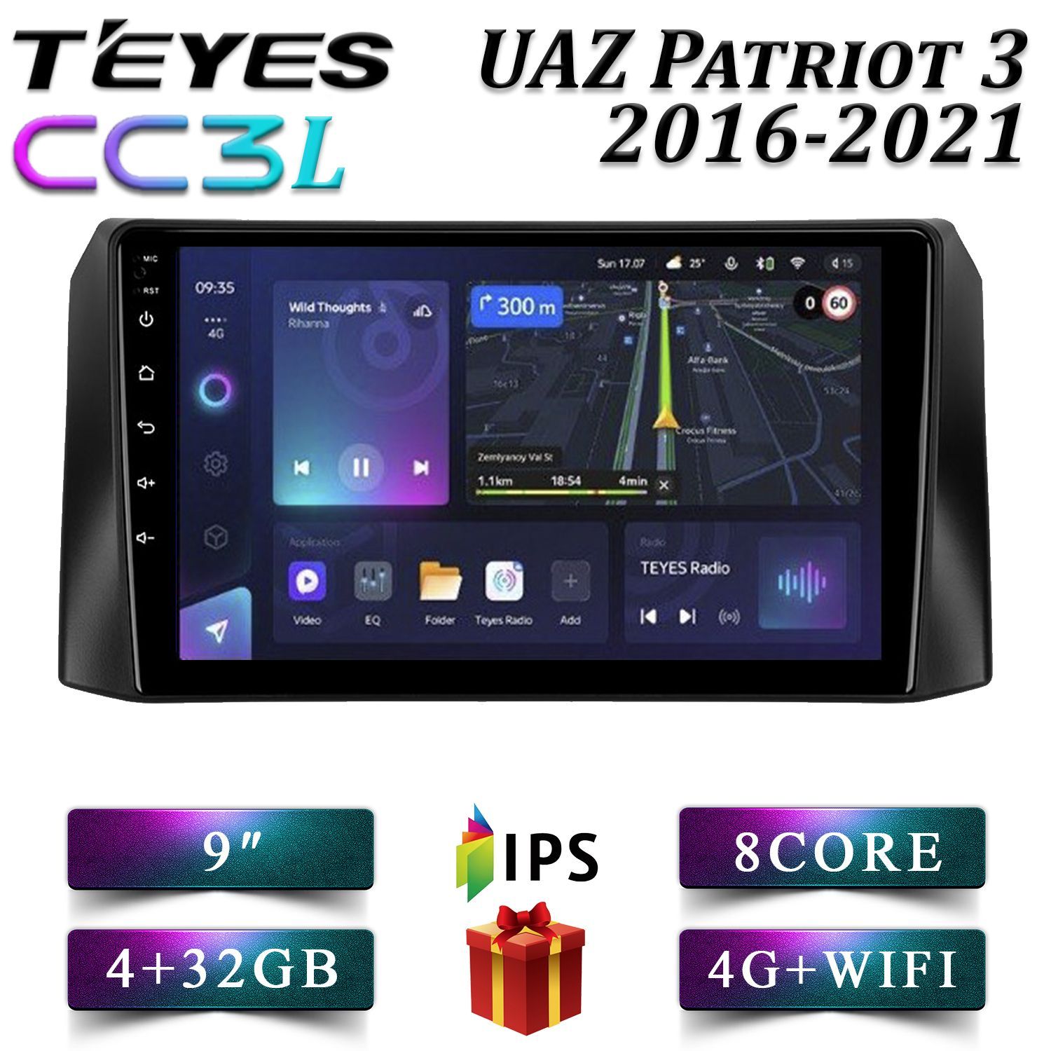 

Штатная автомагнитола Teyes CC3L/ 4+32GB/ 4G/ UAZ Patriot 3 F1/ УАЗ Патриот 3 android, CC3L 4+32