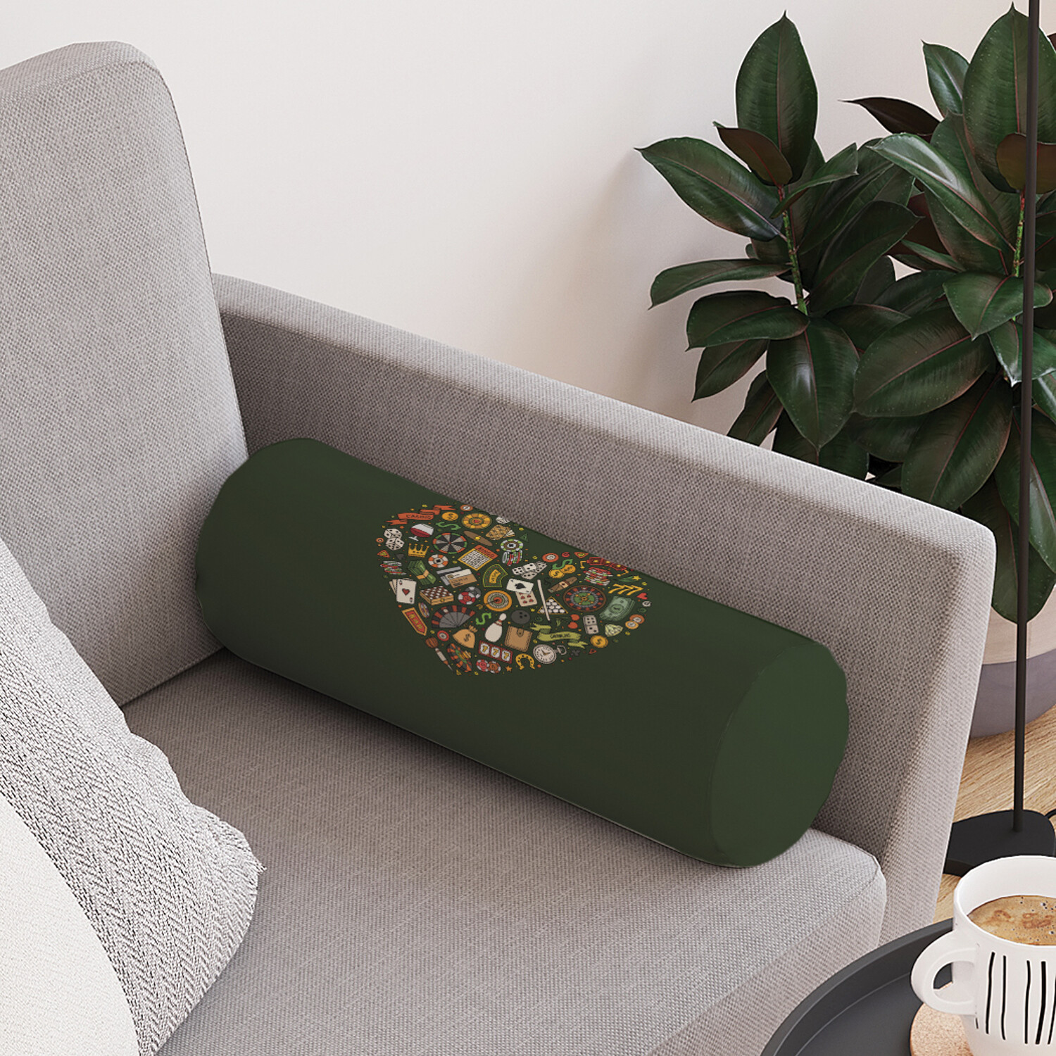 

Декоративная подушка валик JoyArty Азартное сердце на молнии 45х16см pcu_422839, Зеленый, Азартное сердце