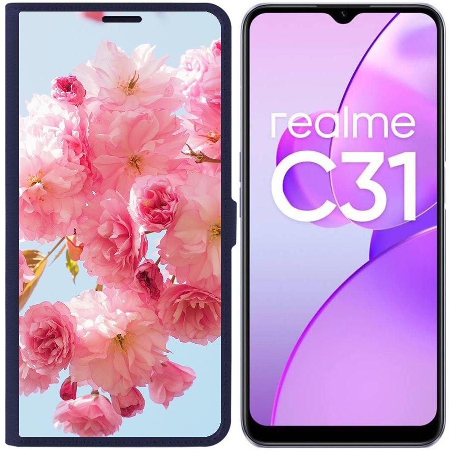

Чехол-книжка Eco Book для Realme C31 Сакура, Синий
