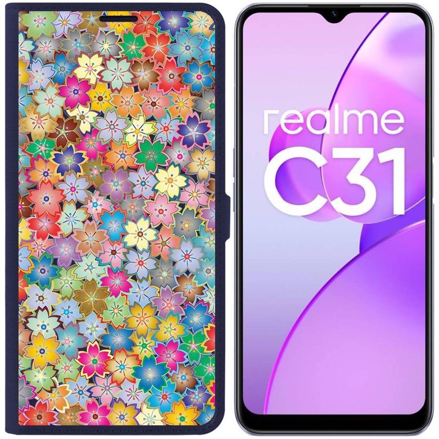 

Чехол-книжка Eco Book для Realme C31 Цветочный паттерн 4, Синий