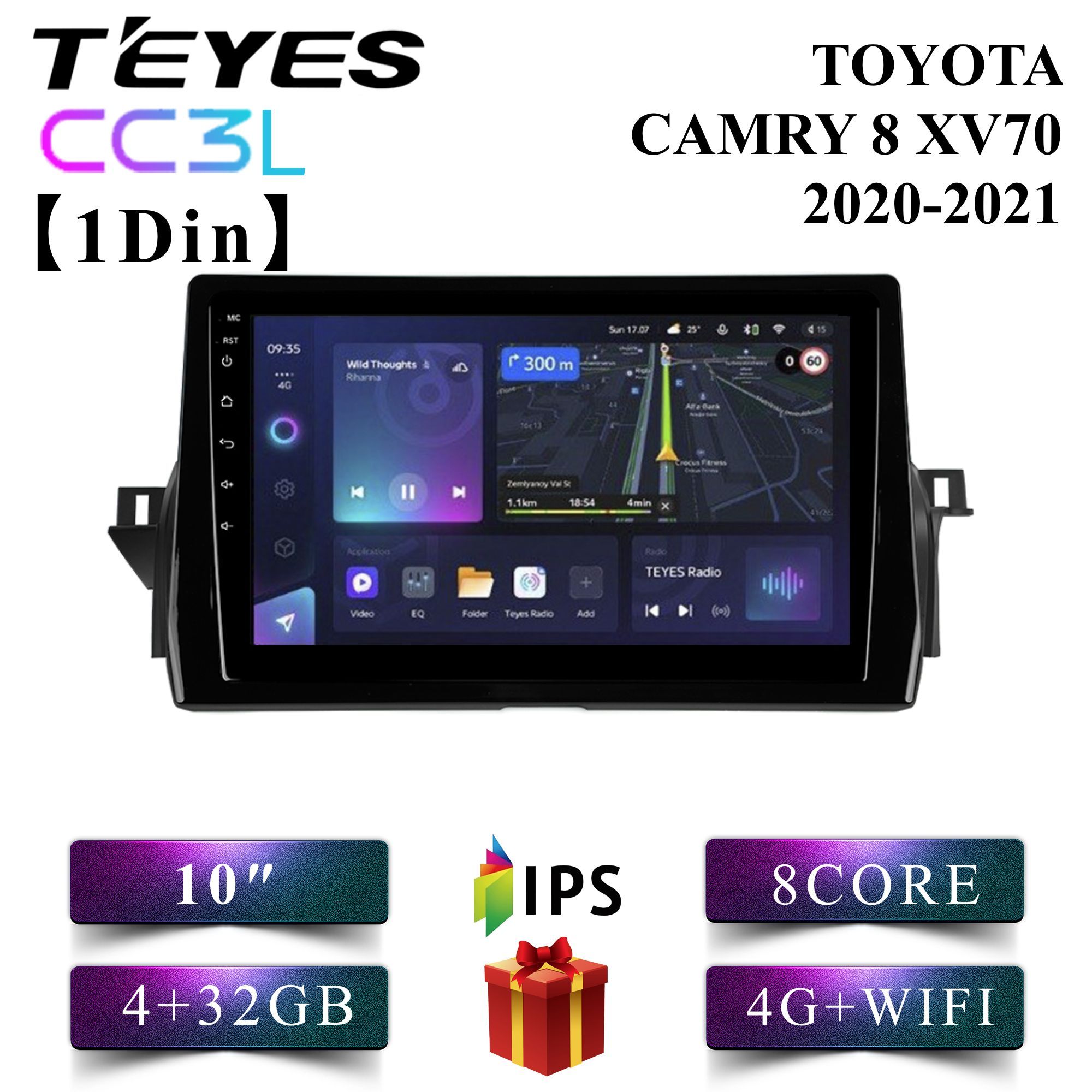 

Штатная автомагнитола Teyes CC3L 4+32GB 4G Toyota Camry VIII 8 XV70 Тойота Камри 8 android, CC3L 4+32