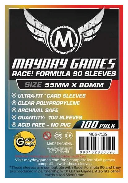 фото Протекторы для настольных игр mayday race! formula 90 card (55x80) - 100 штук mdg-7132 mayday games