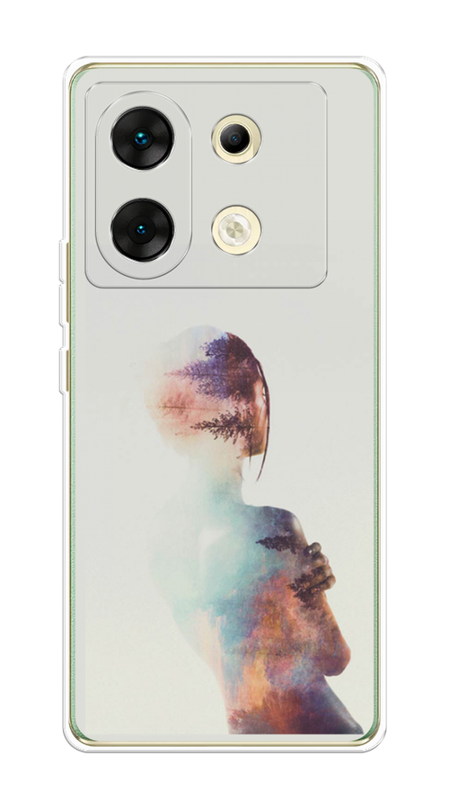 

Чехол на Infinix Zero 30 5G "Девушка-лес", Розовый;голубой;серый, 3104950-1