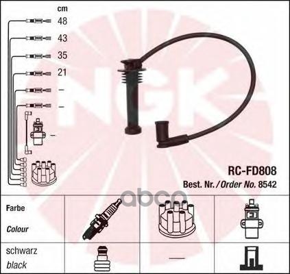 

Комплект проводов зажигания NGK 8542 / Rc-Fd808, Ford Focus /Mondeo