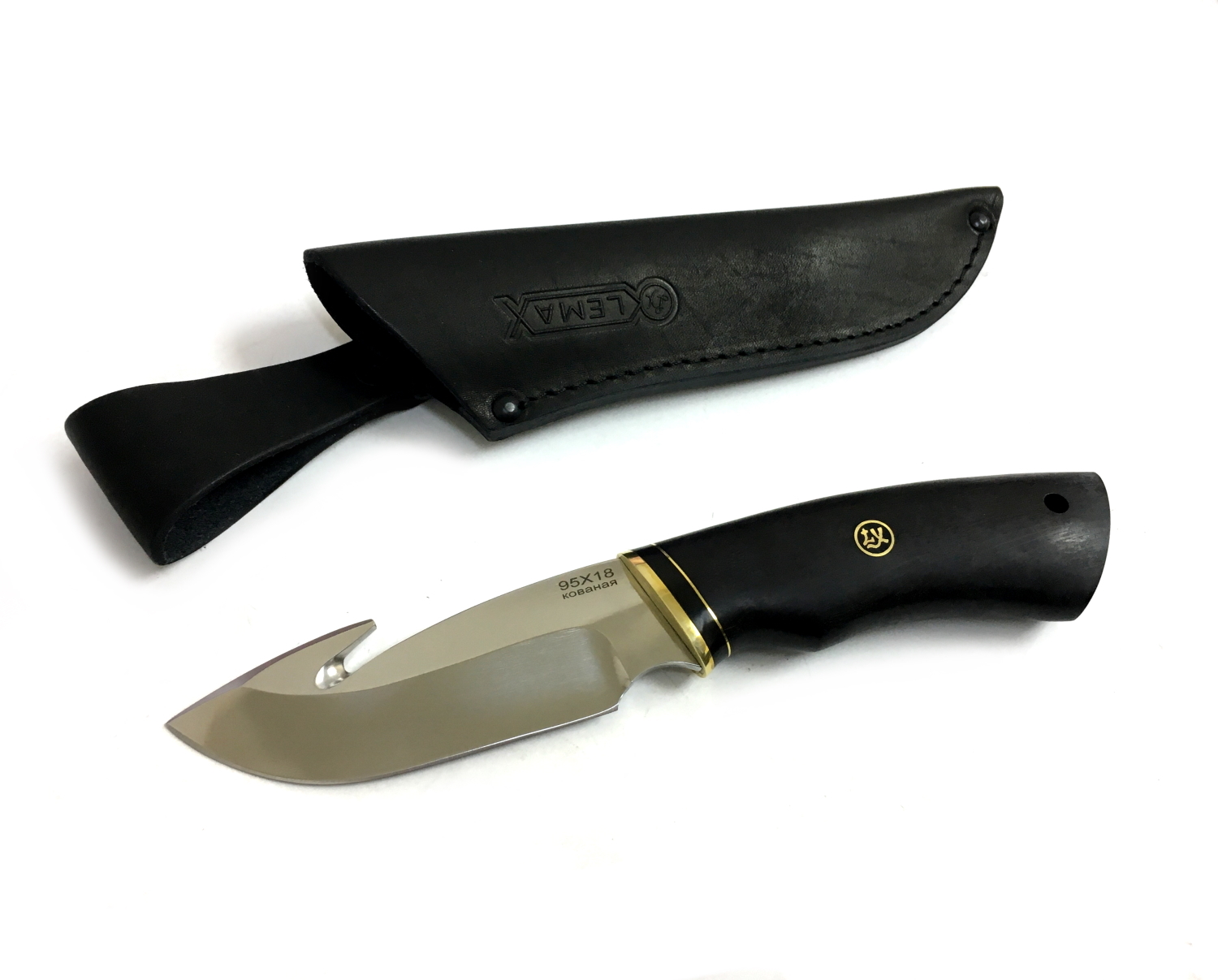 Шкуросъёмный нож Lemax Скиннер 95Х18, чёрный граб