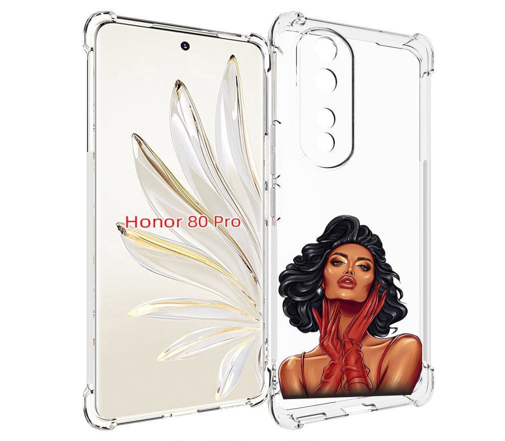 

Чехол MyPads мулатка-в-перчатках женский для Honor 80 Pro, Прозрачный, Tocco