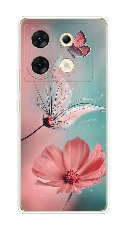 

Чехол на Infinix Zero 30 5G "Бабочка и цветок", Голубой;розовый, 3104950-1