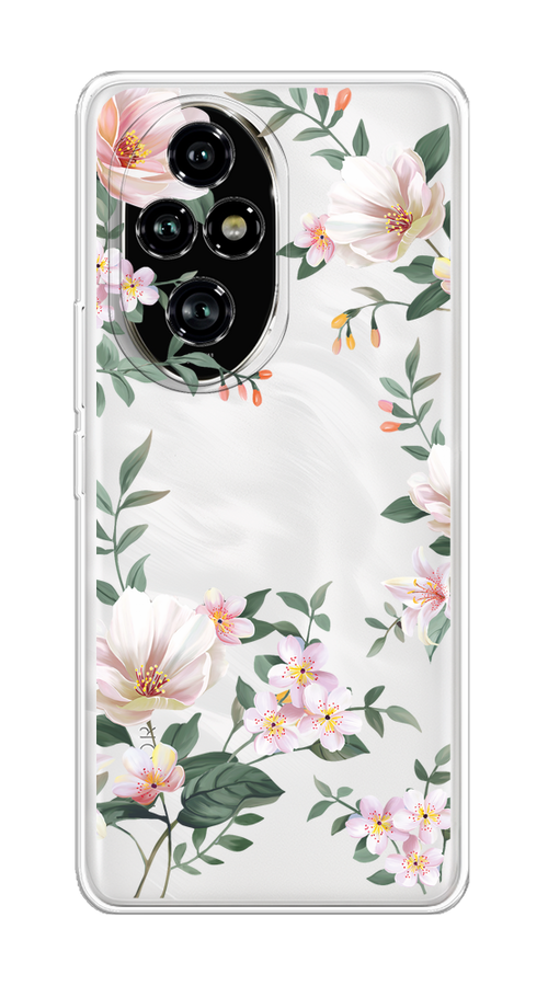 

Чехол на Honor 200 Pro "Beautiful white flowers", Бежевый;зеленый, 6124850-1