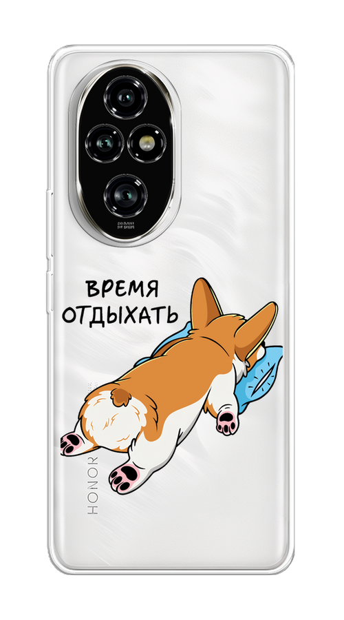 

Чехол на Honor 200 Pro "Корги отдыхает", Черный;коричневый;голубой, 6124850-1