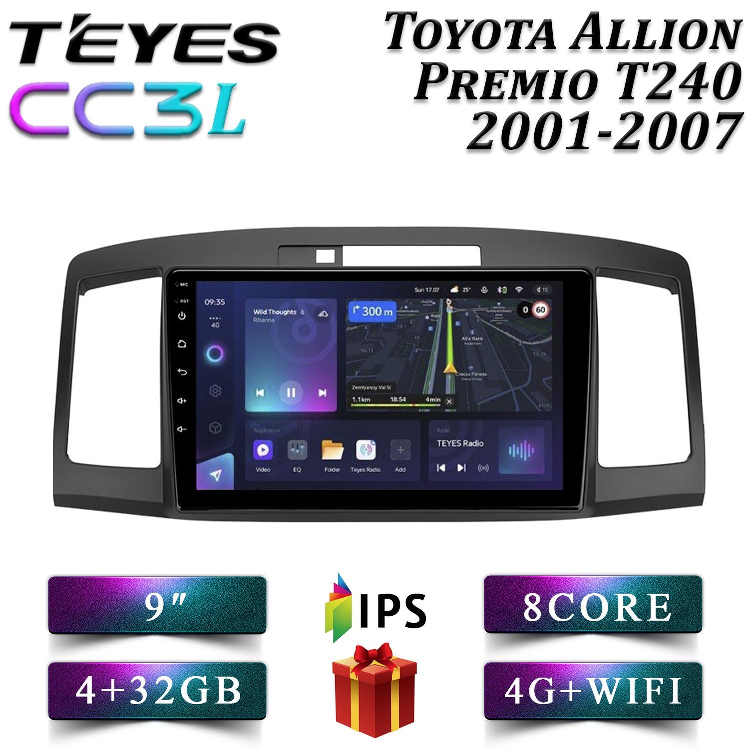 

Штатная автомагнитола Teyes CC3L/ 4+32GB/ 4G/ для Toyota Allion Premio T240 Android, CC3L 4+32