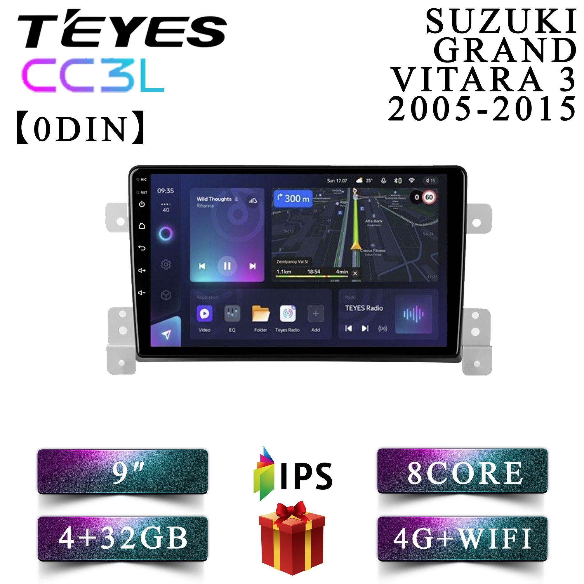 

Штатная автомагнитола Teyes CC3L 4+32GB 4G Suzuki Grand Vitara 3 Сузуки Гранд Витара 3, CC3L 4+32