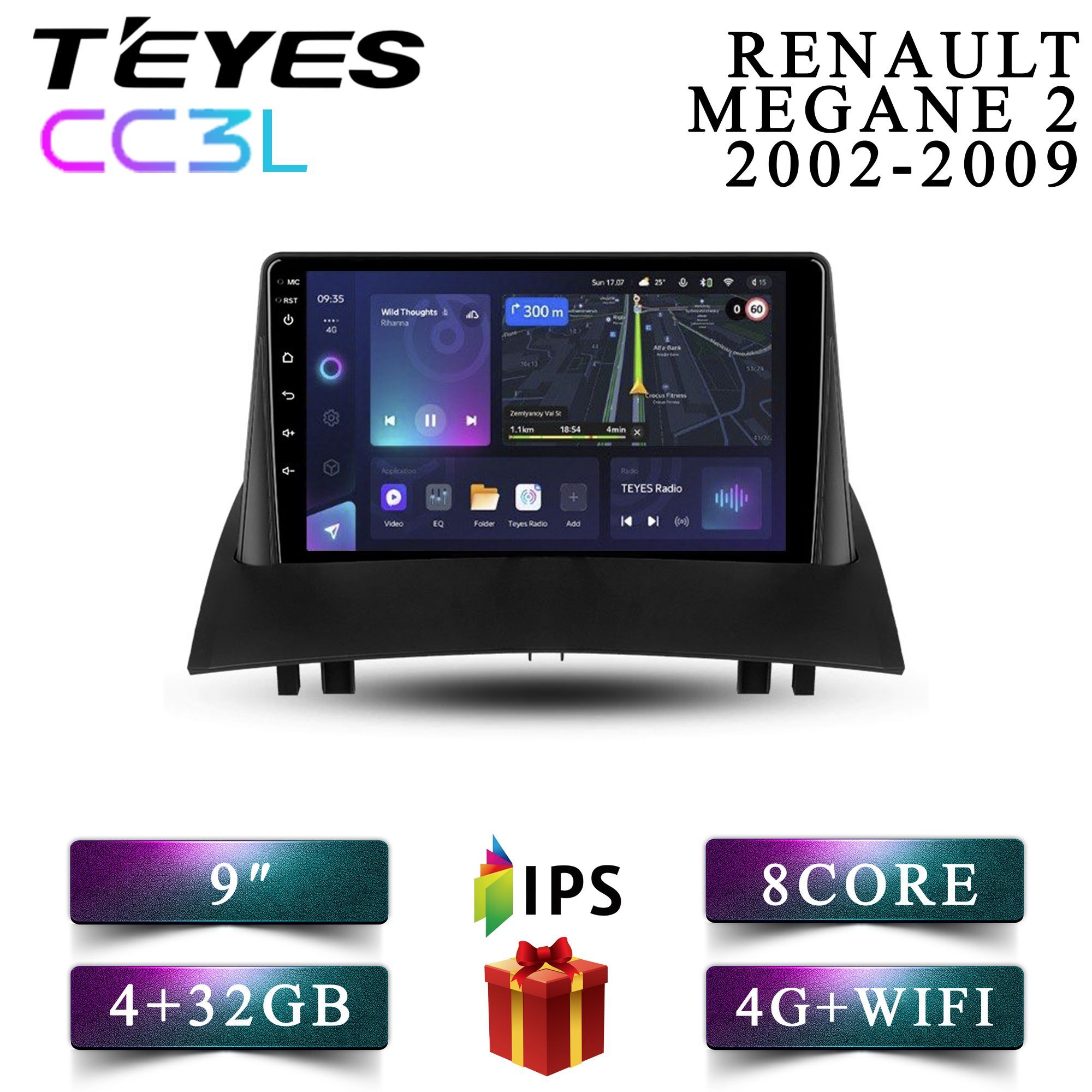 

Штатная автомагнитола Teyes CC3L 4+32GB 4G Renault Megane 2 Рено Меган 2 android, CC3L 4+32