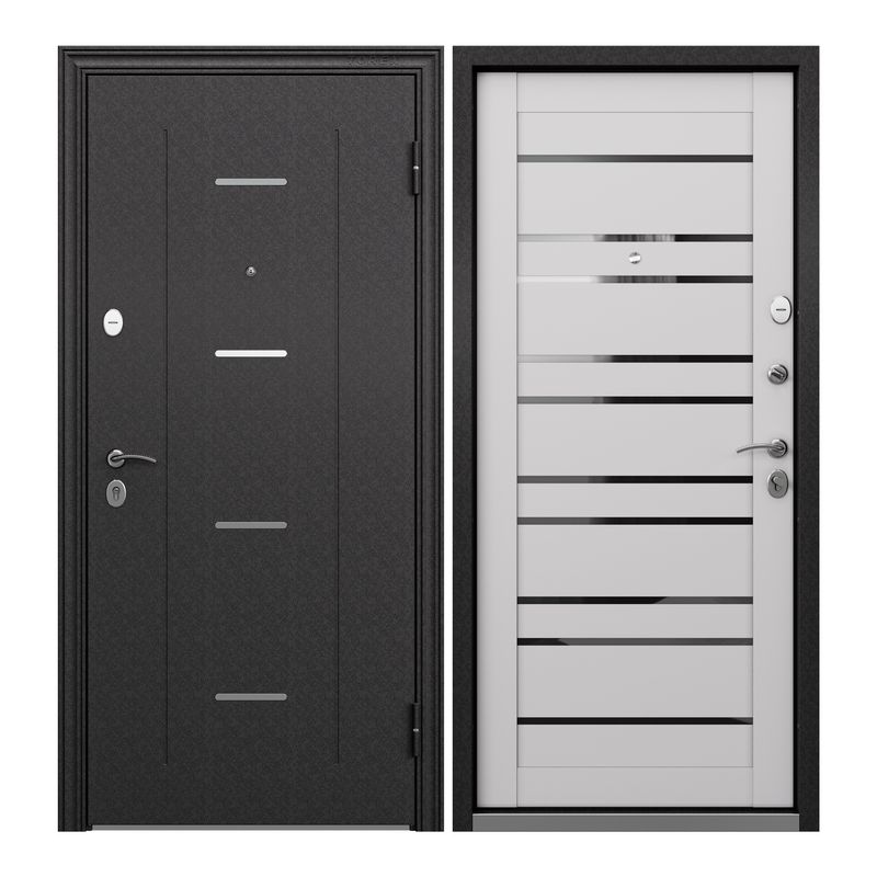 

Дверь входная Torex для квартиры металлическая Flat-S, 860х2050 правый, черный/белый, Flat-S