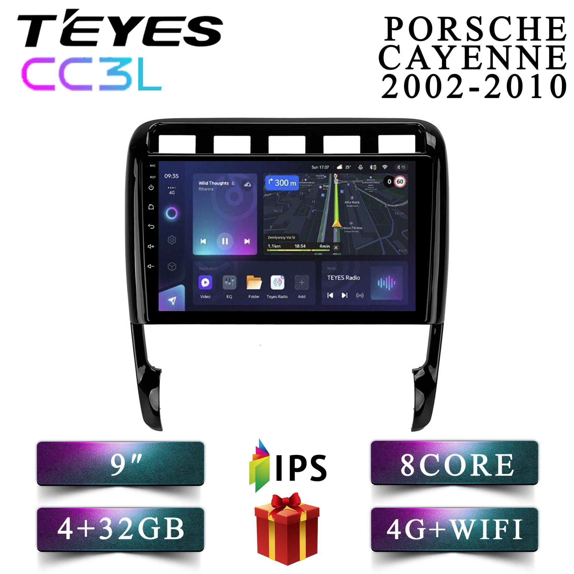 

Штатная автомагнитола Teyes CC3L 4+32GB 4G Porsche Cayenne I 1 9PA Порше Каен android, CC3L 4+32