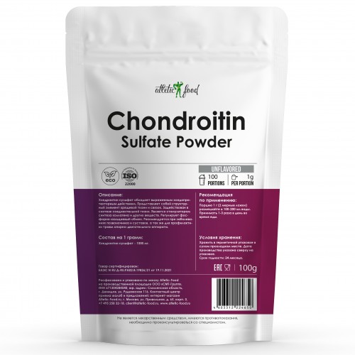 Хондроитин Atletic Food Chondroitin Sulfate Powder - 100 грамм натуральный 1363₽