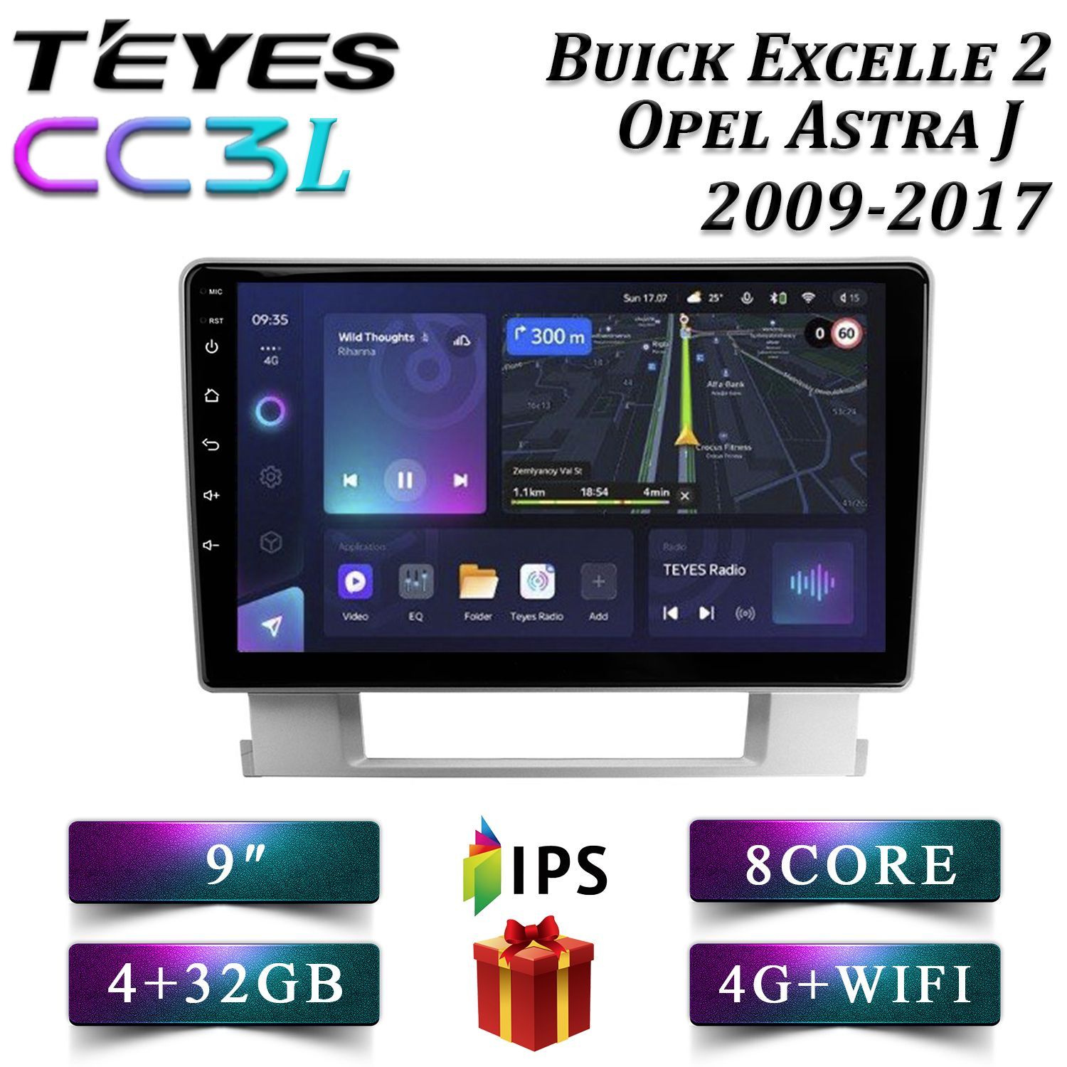 

Штатная автомагнитола Teyes CC3L Opel Astra J Buick Excelle 2 4+32GB 4G android, CC3L 4+32