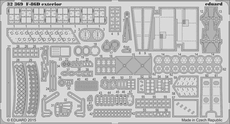 

Фототравление Eduard 32369 F-86D экстерьер 1/32, Однотонный