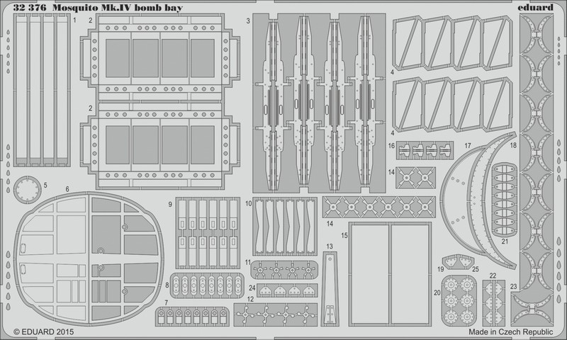 

Фототравление Eduard 32376 Mosquito Mk.IV bomb bay 1/32, Однотонный