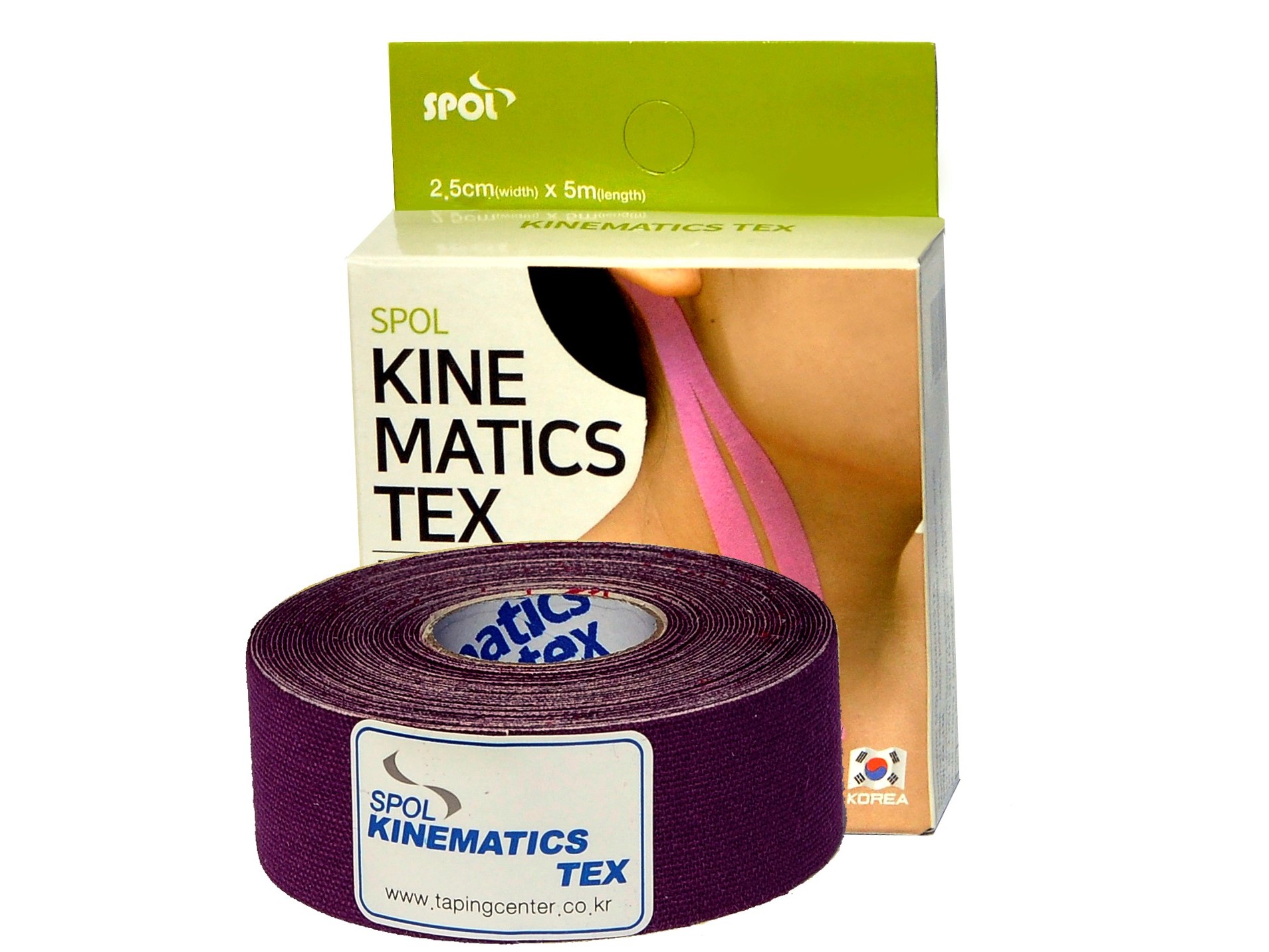 фото Оригинальные кинезио тейпы spol tape 2,5см x 5м фиолетовый для лица, гипоаллергенный slim