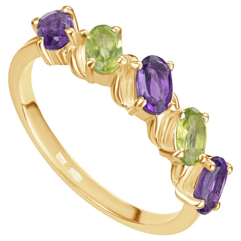 

Кольцо из серебра с камнями аметист и хризолит LAZURIT-ONLINE 8034YG р, 8034YG