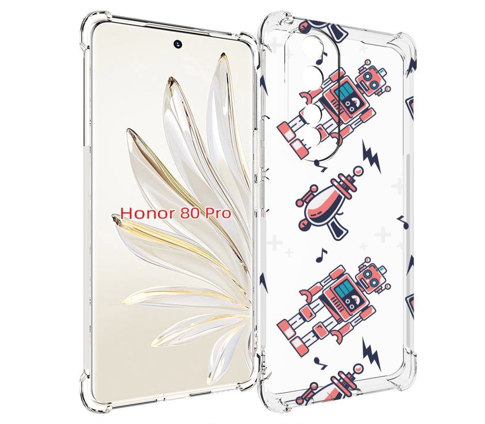 

Чехол MyPads мини-роботы для Honor 80 Pro, Прозрачный, Tocco