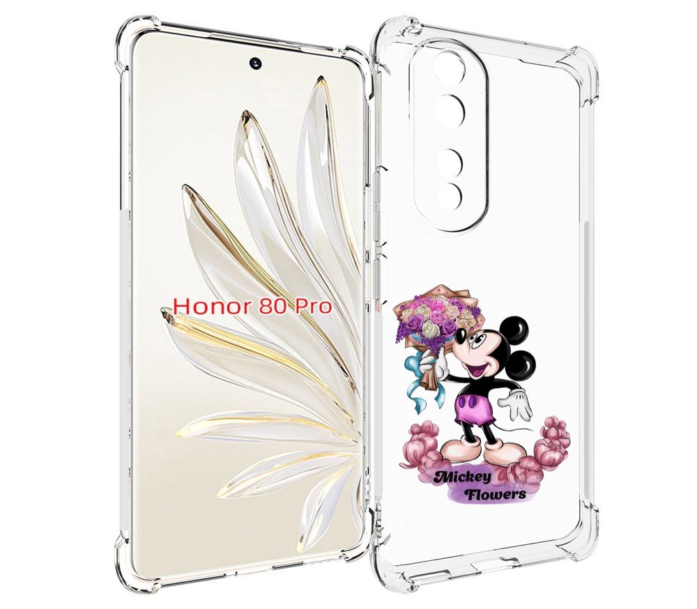 

Чехол MyPads микки-с-цветами женский для Honor 80 Pro, Прозрачный, Tocco