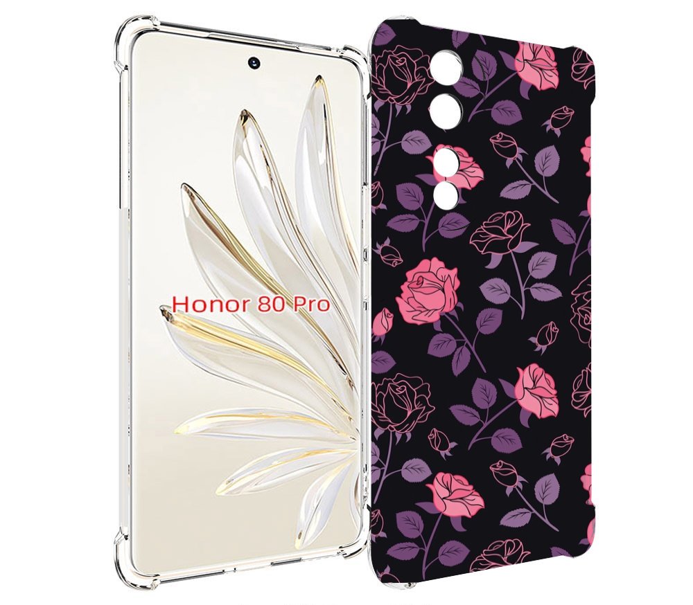 

Чехол MyPads маленькие розочки на черном фоне женский для Honor 80 Pro, Прозрачный, Tocco