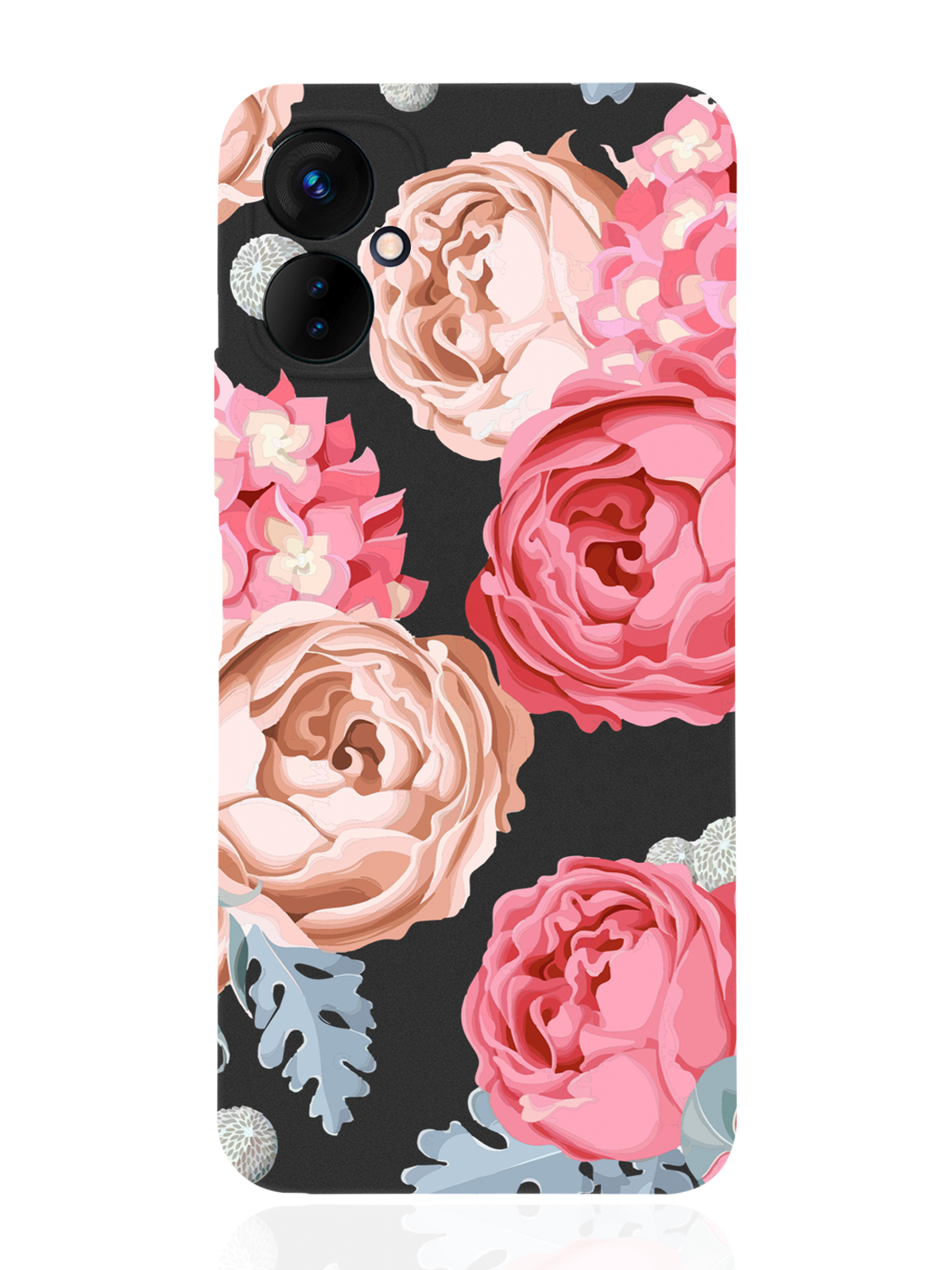 

Чехол MustHaveCase для Tecno Spark 9 Pro Пионы черный, Розовый