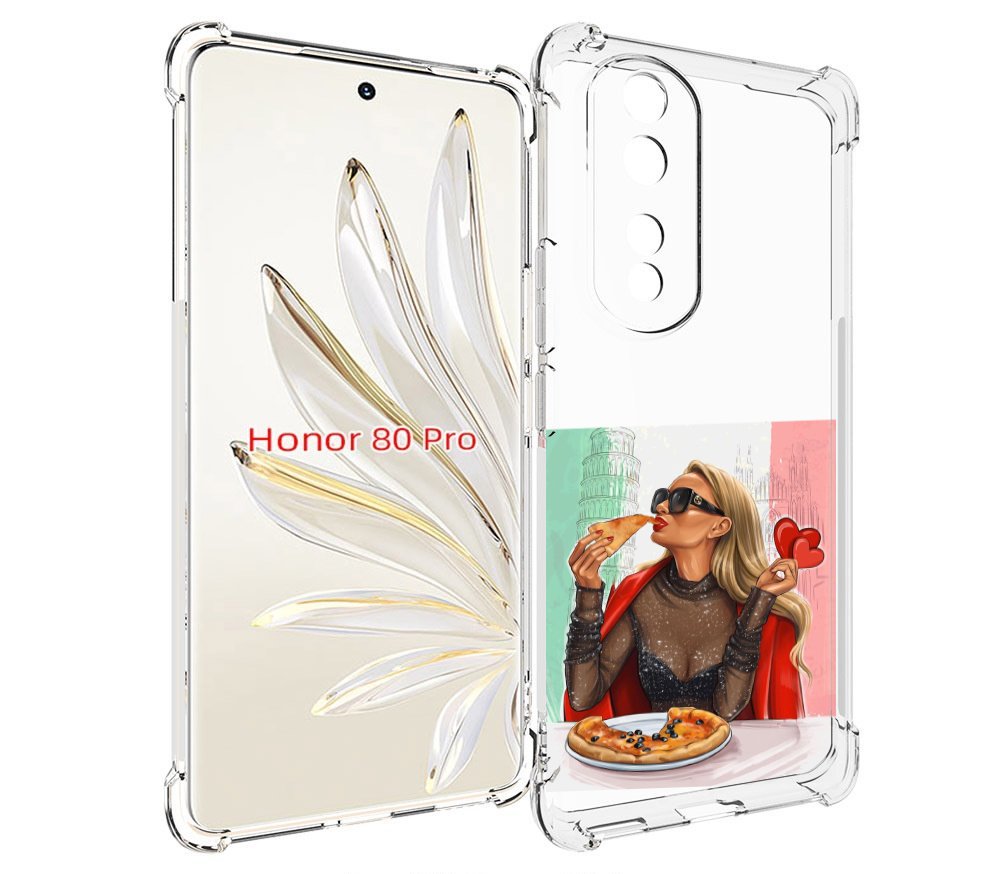 

Чехол MyPads любительница-пиццы женский для Honor 80 Pro, Прозрачный, Tocco