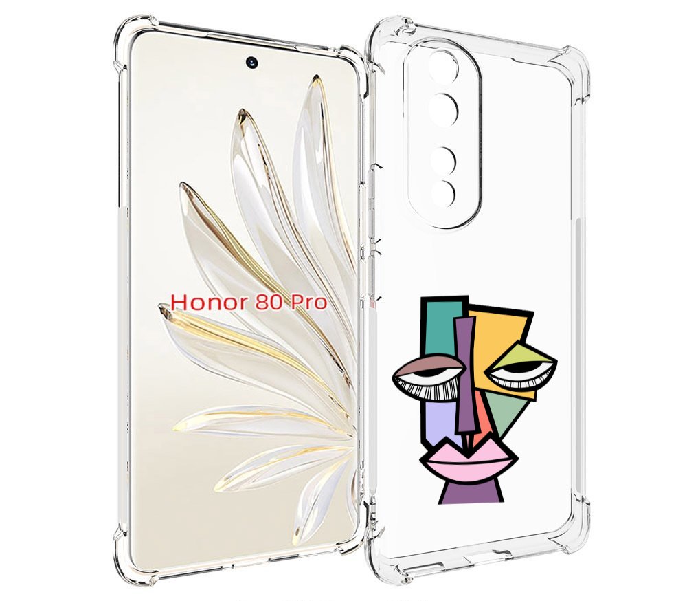 

Чехол MyPads лицо из квадратиков с глазами женский для Honor 80 Pro, Прозрачный, Tocco