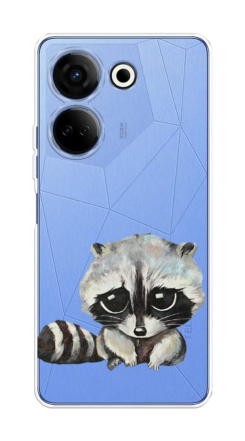 

Чехол на Tecno Camon 20/20 Pro 4G "Большеглазый енот", Серый;черный;прозрачный, 304150-1