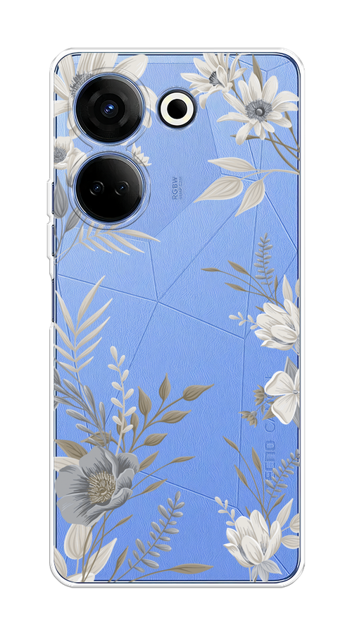 

Чехол на Tecno Camon 20/20 Pro 4G "Цветы сепия", Серый;прозрачный;зеленый;белый, 304150-1