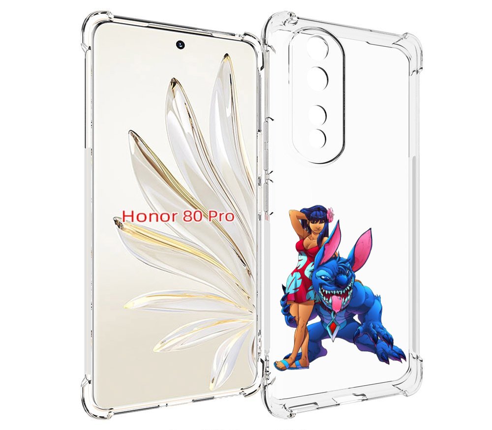 

Чехол MyPads лило и накаченный стич детский для Honor 80 Pro, Прозрачный, Tocco