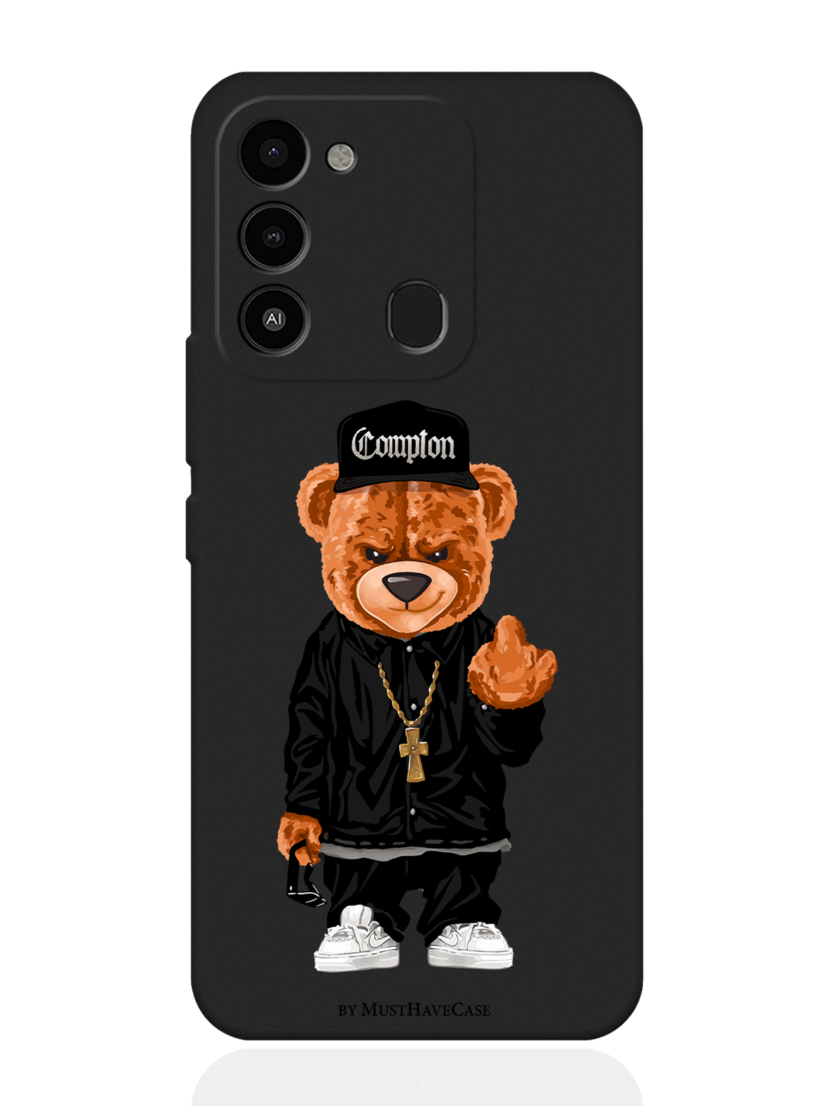 

Чехол MustHaveCase для Tecno Spark 9 Мишка Compton черный, Коричневый;черный;белый