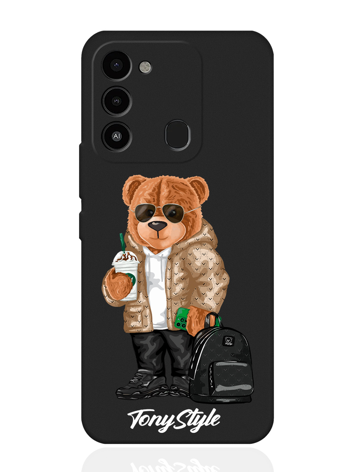 

Чехол Tony Style для Tecno Spark 9 Tony Style в очках черный, Коричневый;черный;белый
