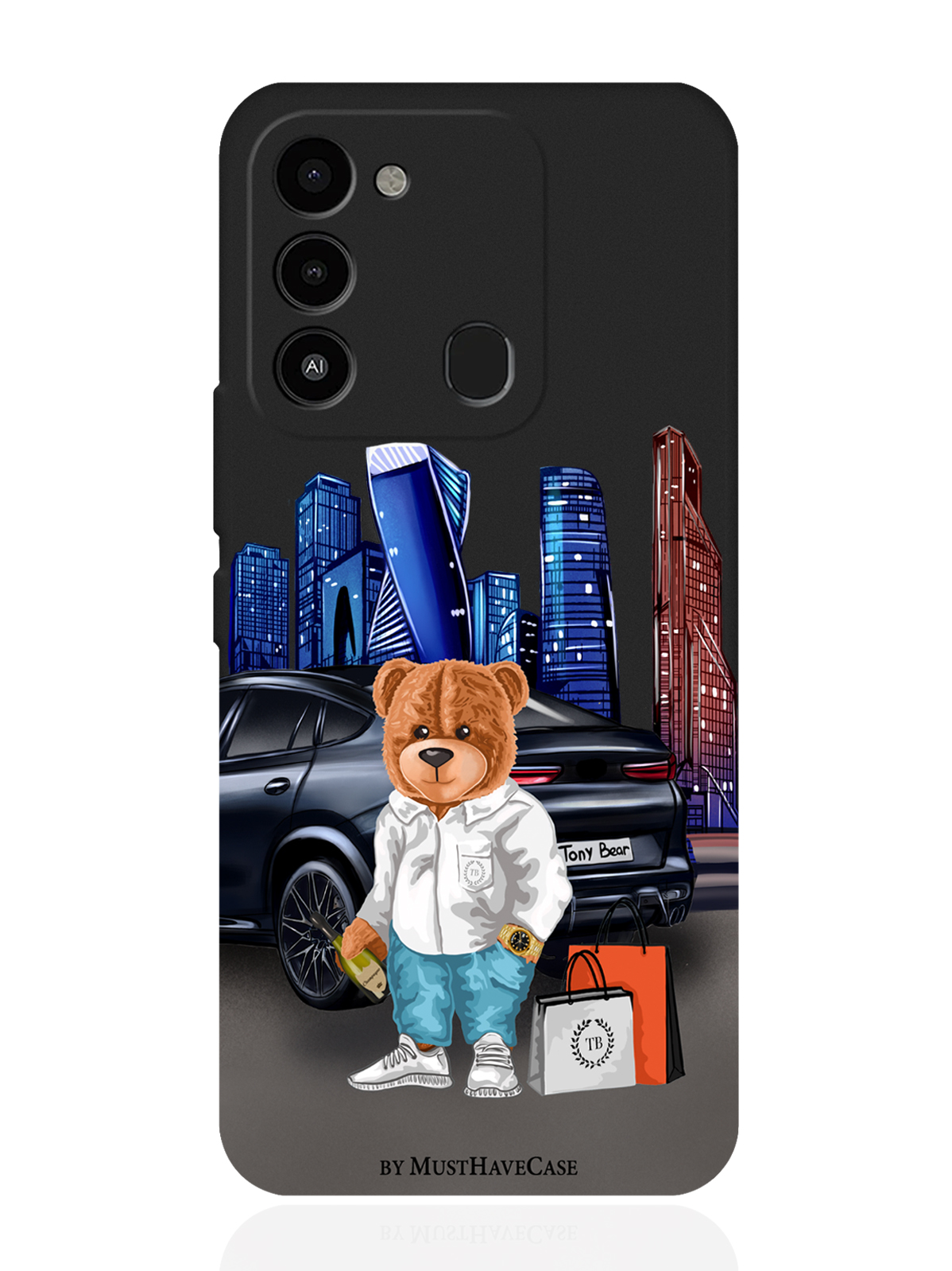 

Чехол MustHaveCase для Tecno Spark 9 Tony Moscow city/ Тони Москва Сити черный, Черный;синий;коричневый