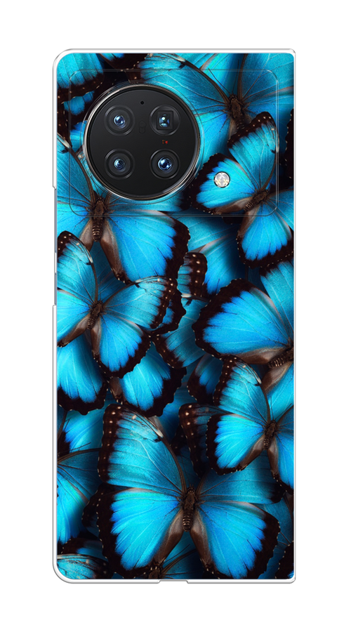 

Чехол на Vivo X Fold "Тропическая бабочка 2", Голубой;черный, 266750-1