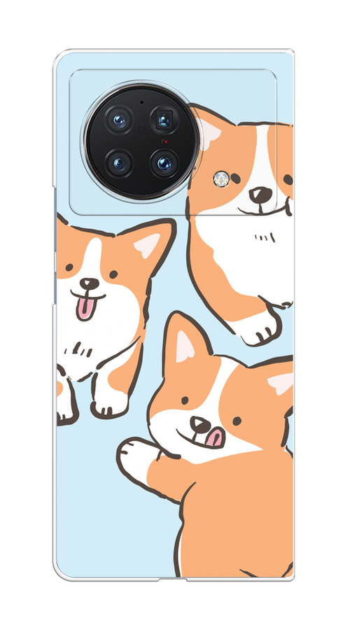 

Чехол на Vivo X Fold "Милые корги", Бежевый;голубой;коричневый, 266750-1