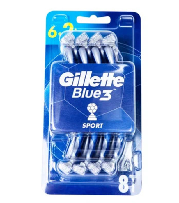 

Набор одноразовых станков для бритья Gillette Blue3 sport для мужчин с 3 лезвиями 8 шт., Gillette Blue3 sport