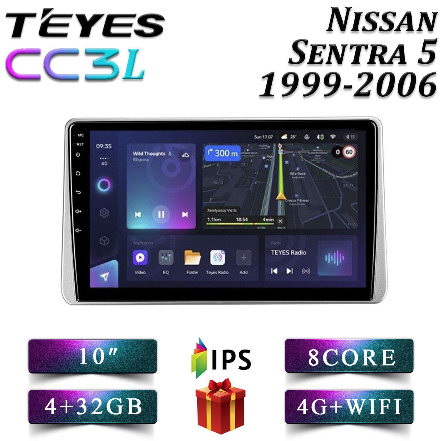 

Штатная автомагнитола Teyes CC3L 4+32GB 4G Nissan Sentra 5 Ниссан Сентра 5 android, CC3L 4+32