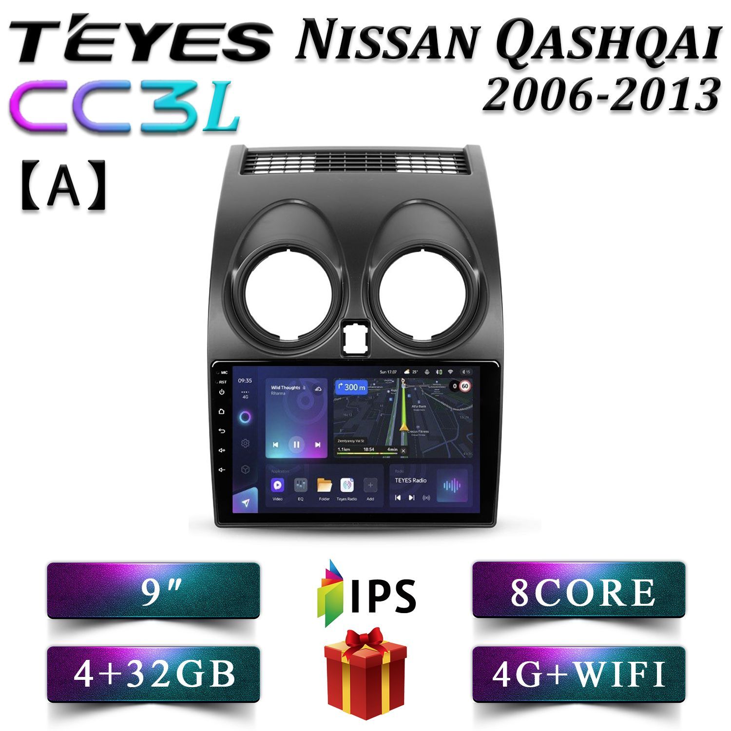 Штатная магнитола Teyes CC3L Nissan QASHQAI (A) Нисан Кашкай 4+32GB 4G 2 din