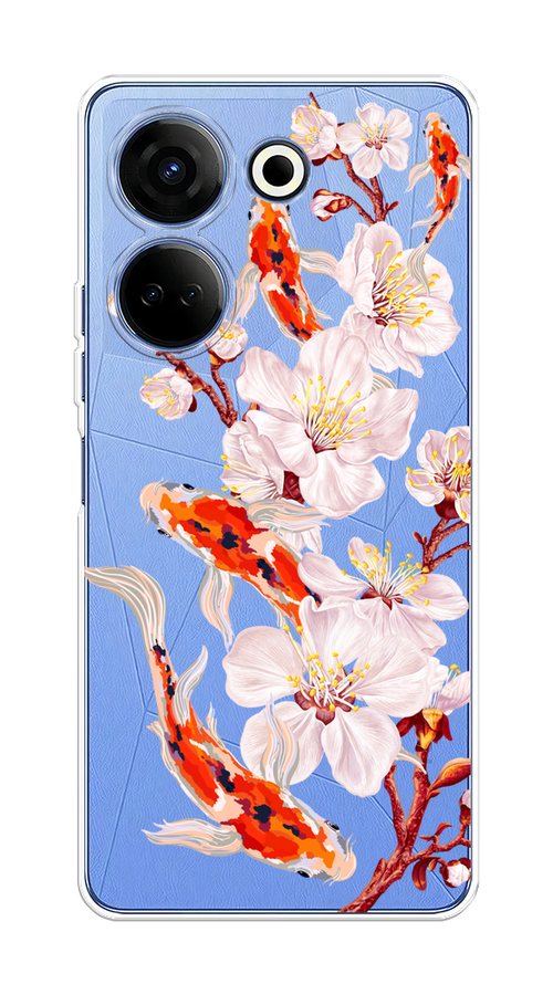 

Чехол на Tecno Camon 20/20 Pro 4G "Карпы и сакура", Оранжевый;розовый;бежевый;прозрачный, 304150-1