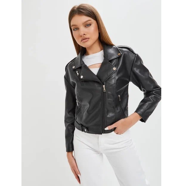 Кожаная куртка женская E-Lisman&ZG 2028 черная 54 RU