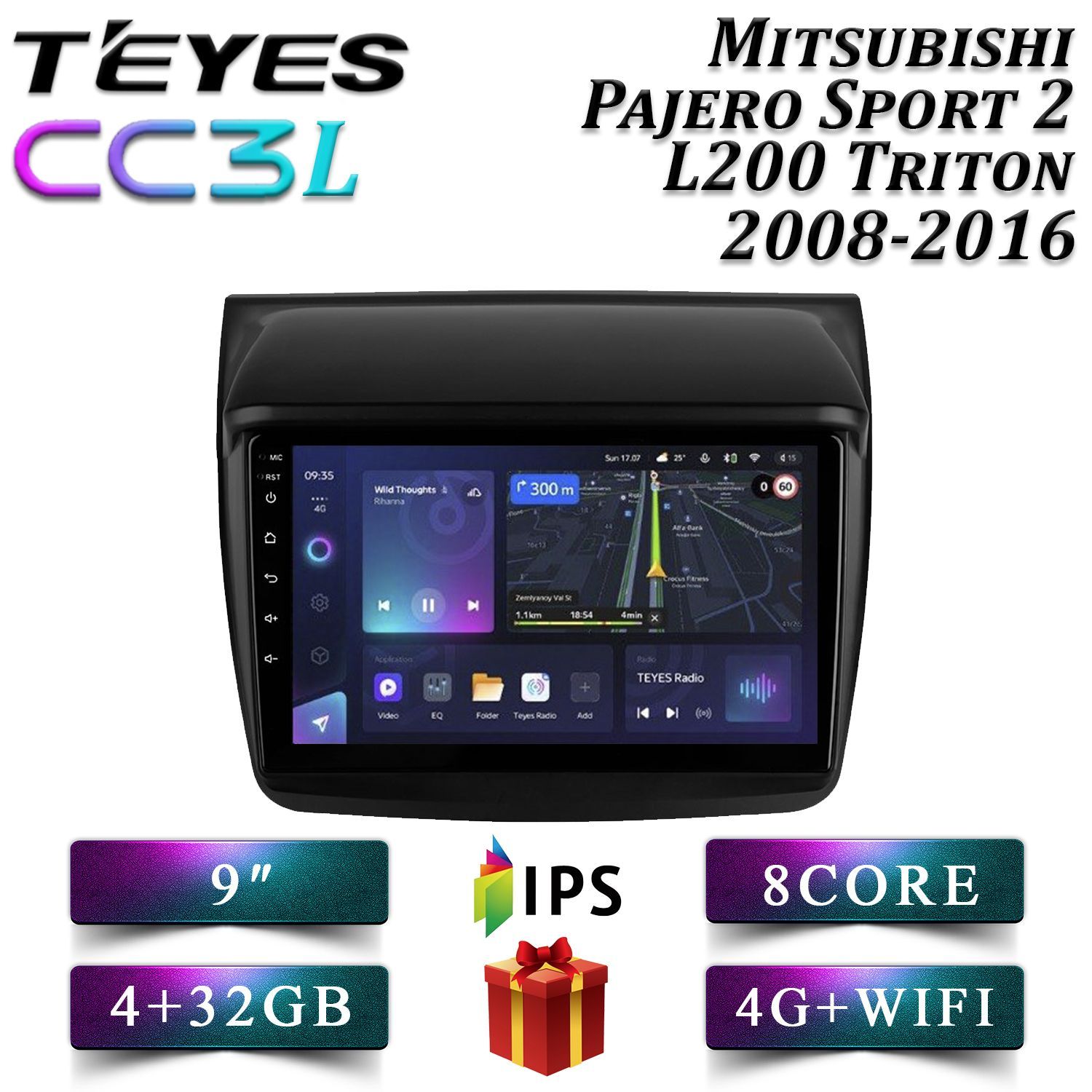 

Штатная автомагнитола Teyes CC3L 4+32GB 4G Mitsubishi Pajero Sport 2/ L200/ Triton Тритон, CC3L 4+32