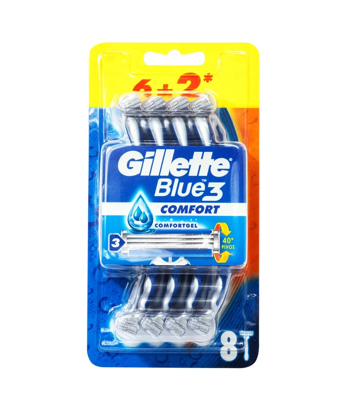 

Набор одноразовых станков для бритья Gillette Blue3 comfort для мужчин 3 лезвия 12 шт., Gillette Blue 3 comfort