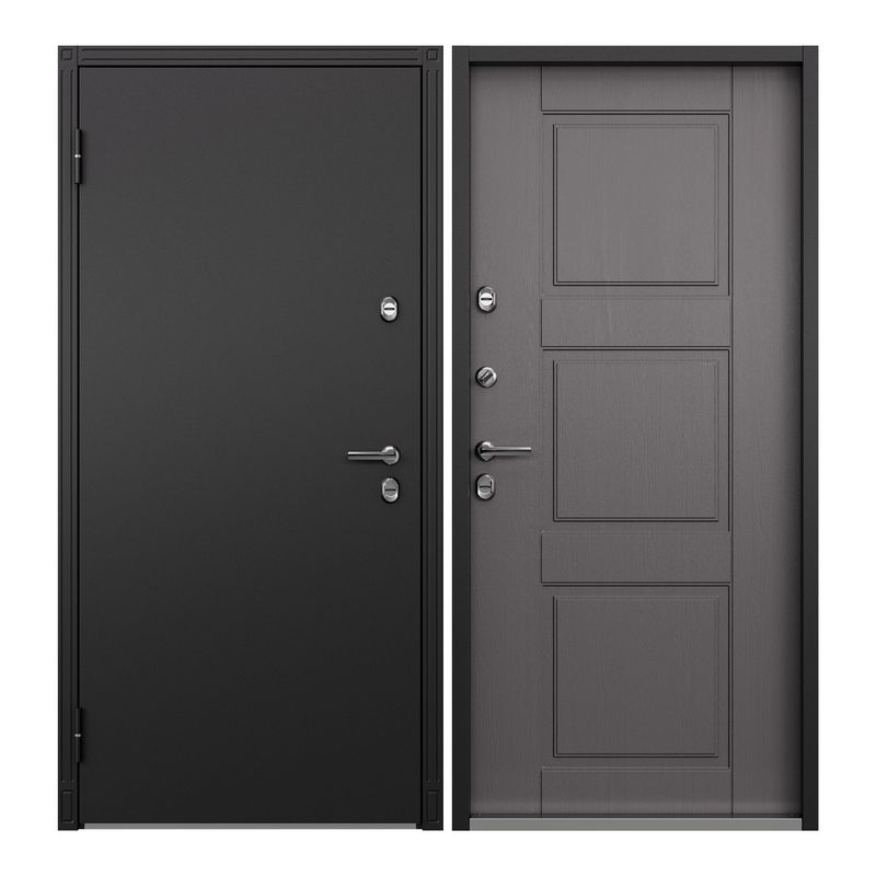 

Дверь входная Torex Village для загородного дома металлическая 950х2050 левый,черный/серый, Torex-99